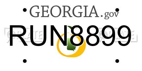 RUN8899 Georgia License Plate