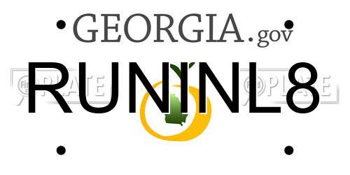 RUNINL8 Georgia License Plate