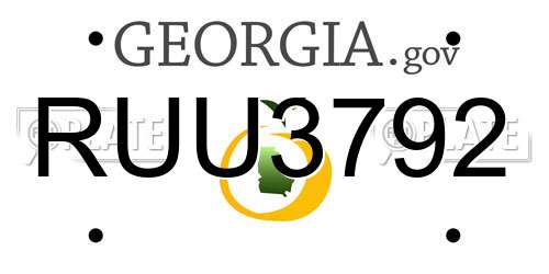 RUU3792 Georgia License Plate
