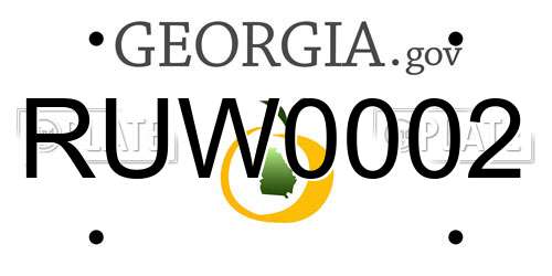RUW0002 Georgia License Plate