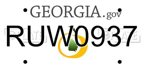 RUW0937 Georgia License Plate