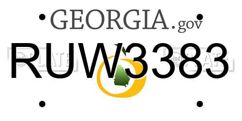 RUW3383 Georgia License Plate