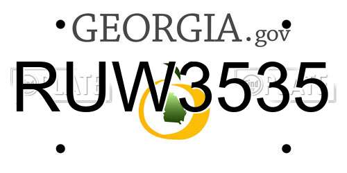 RUW3535 Georgia License Plate