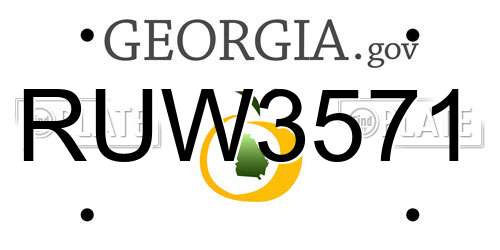 RUW3571 Georgia License Plate