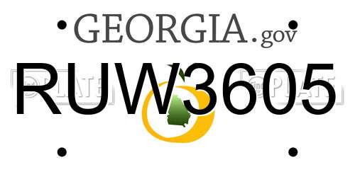RUW3605 Georgia License Plate