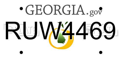 RUW4469 Georgia License Plate