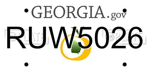RUW5026 Georgia License Plate