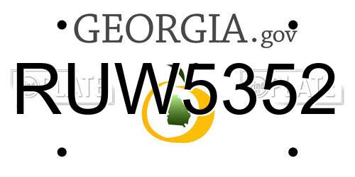 RUW5352 Georgia License Plate