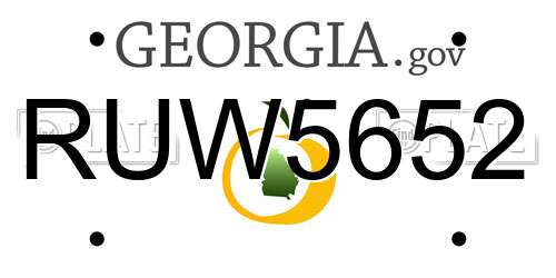 RUW5652 Georgia License Plate