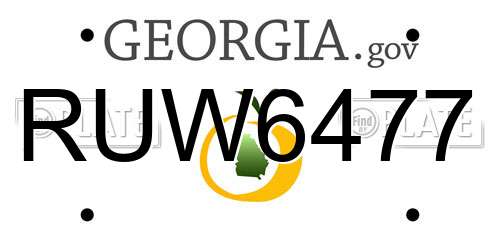 RUW6477 Georgia License Plate