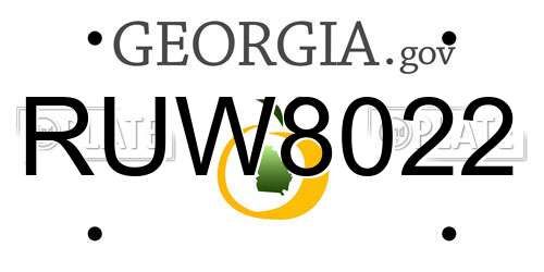 RUW8022 Georgia License Plate