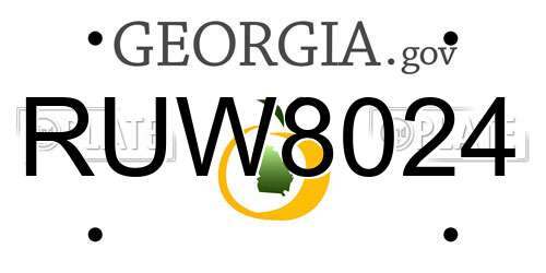 RUW8024 Georgia License Plate