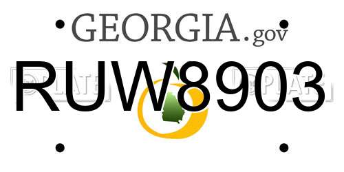 RUW8903 Georgia License Plate