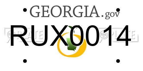 RUX0014 Georgia License Plate