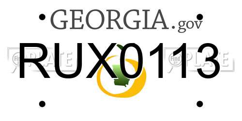 RUX0113 Georgia License Plate
