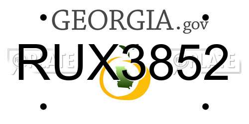 RUX3852 Georgia License Plate