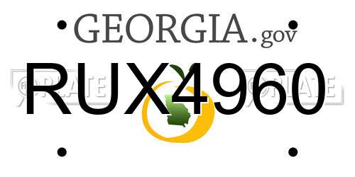 RUX4960 Georgia License Plate
