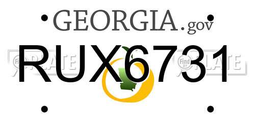 RUX6731 Georgia License Plate