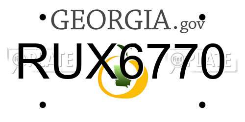 RUX6770 Georgia License Plate