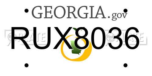 RUX8036 Georgia License Plate