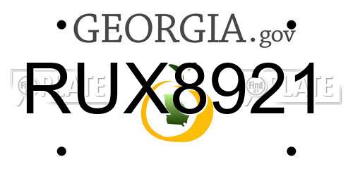 RUX8921 Georgia License Plate