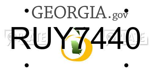RUY7440 Georgia License Plate