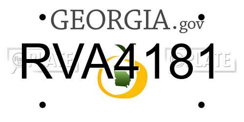 RVA4181 Georgia License Plate
