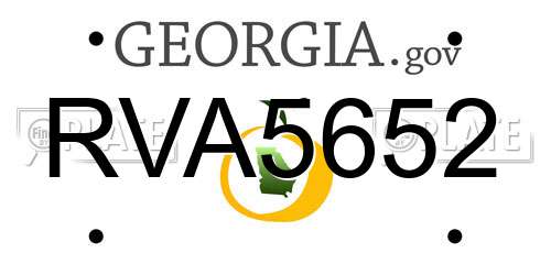 RVA5652 Georgia License Plate