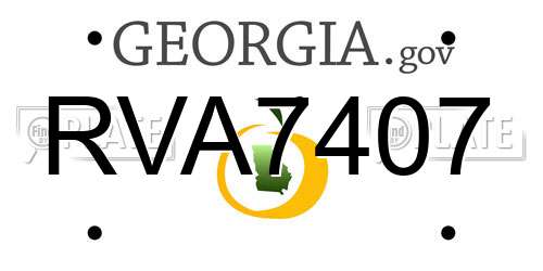 RVA7407 Georgia License Plate