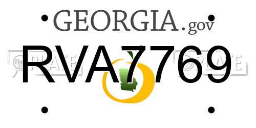 RVA7769 Georgia License Plate