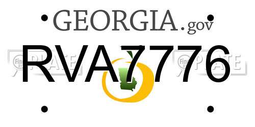 RVA7776 Georgia License Plate