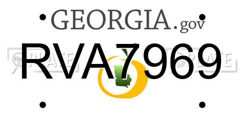 RVA7969 Georgia License Plate