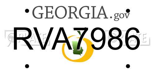 RVA7986 Georgia License Plate