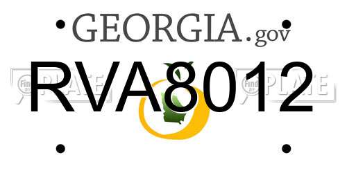 RVA8012 Georgia License Plate