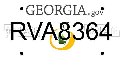 RVA8364 Georgia License Plate