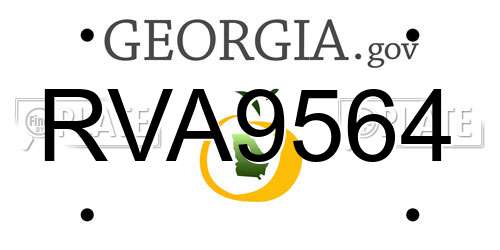RVA9564 Georgia License Plate