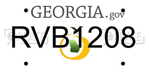 RVB1208 Georgia License Plate
