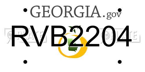 RVB2204 Georgia License Plate