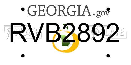 RVB2892 Georgia License Plate