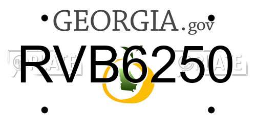 RVB6250 Georgia License Plate