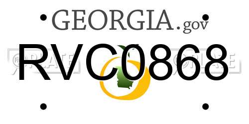 RVC0868 Georgia License Plate