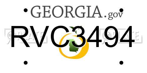 RVC3494 Georgia License Plate