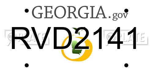 RVD2141 Georgia License Plate