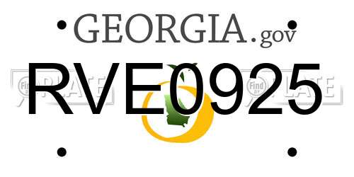 RVE0925 Georgia License Plate