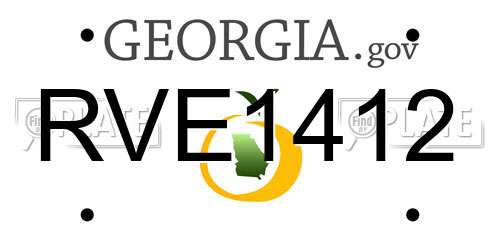 RVE1412 Georgia License Plate