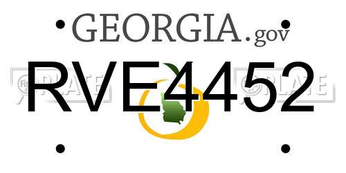 RVE4452 Georgia License Plate