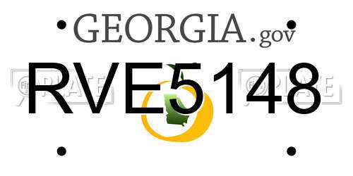 RVE5148 Georgia License Plate