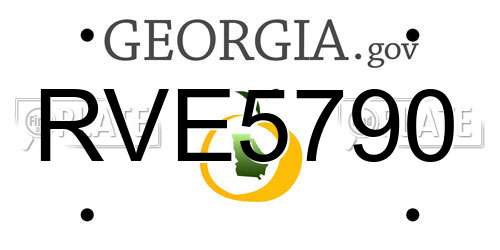 RVE5790 Georgia License Plate