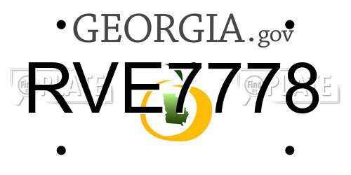 RVE7778 Georgia License Plate