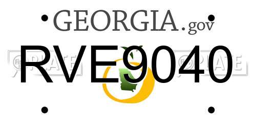 RVE9040 Georgia License Plate